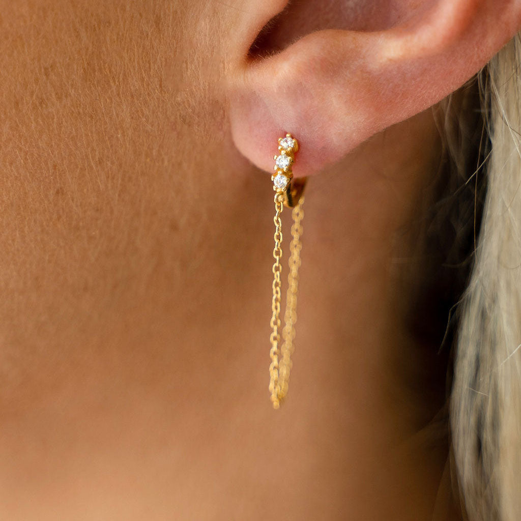 Emilia earrings gold hoop draped diamond jewel