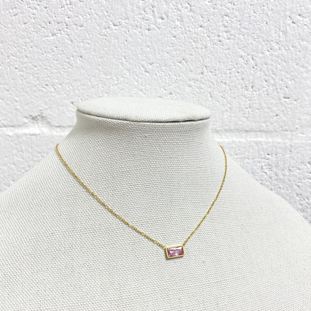 gold rose crystal necklace