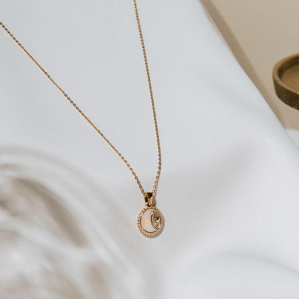 shelled crescent gold necklace charm