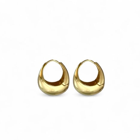 Pair of gold hoop earrings on a white background