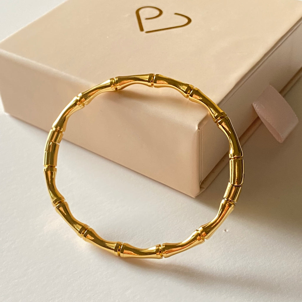 gold bamboo link bracelet
