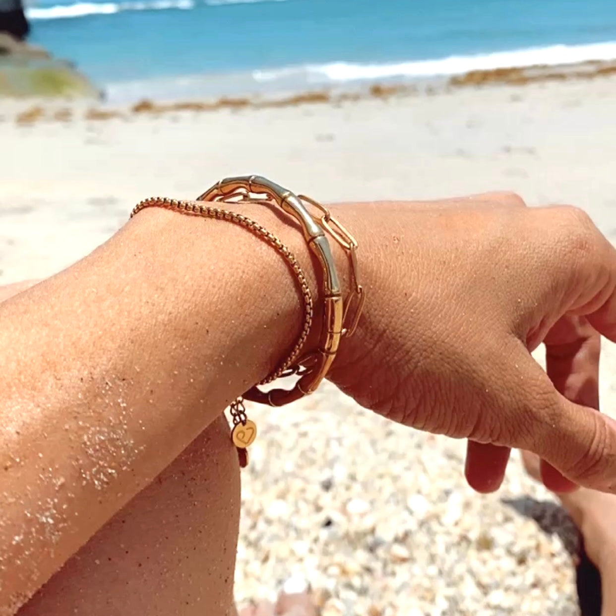 gold bamboo link bracelet