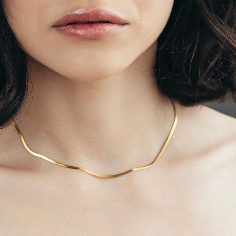 gold snake chain bora necklace