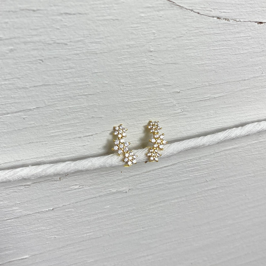 gold petal earrings detailed petal crystal