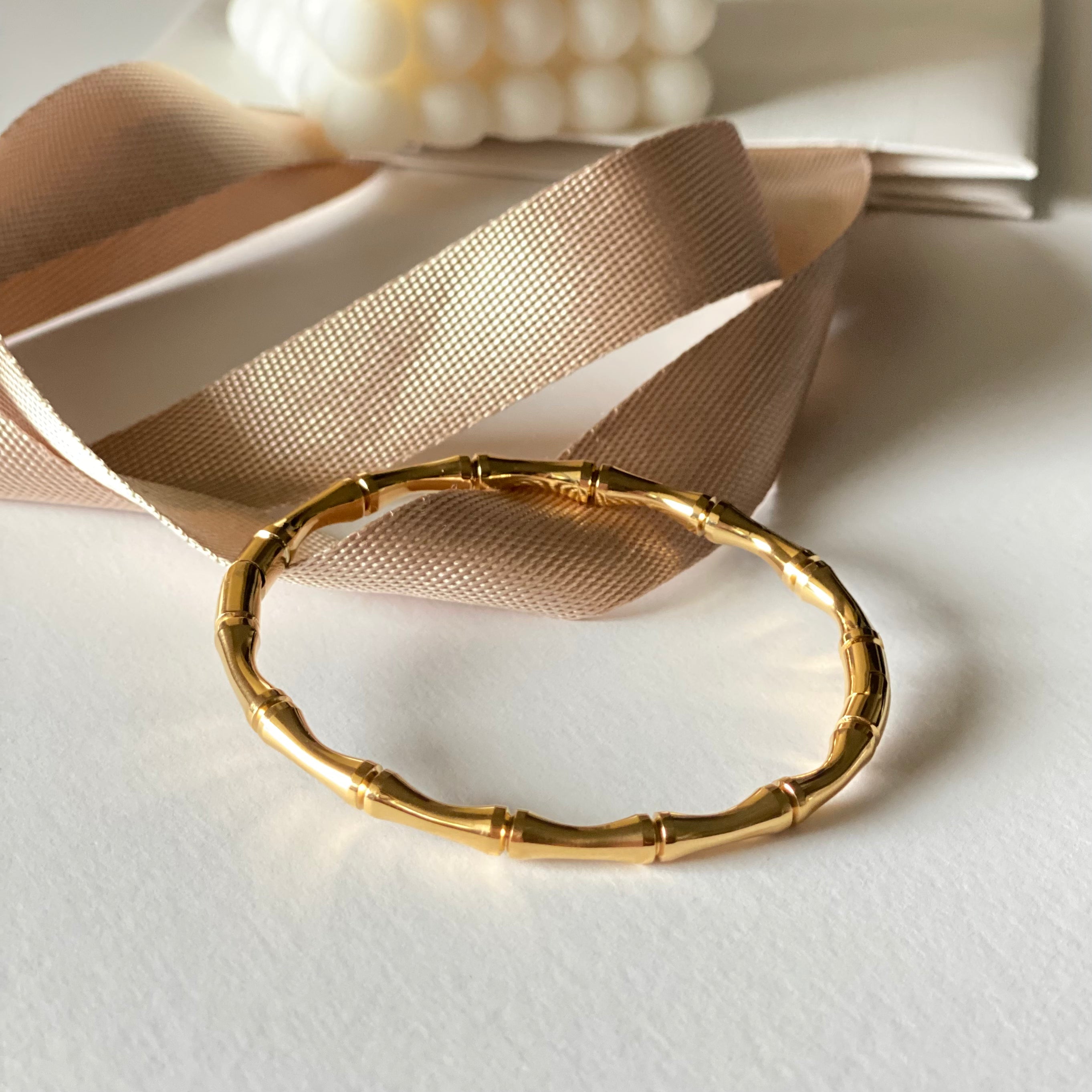 gold bamboo link bracelet