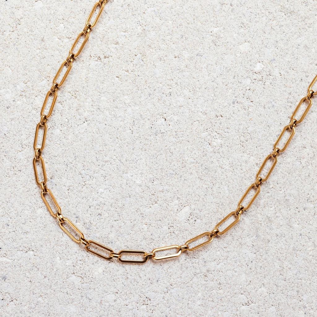 Ella necklace gold flat link chain necklace